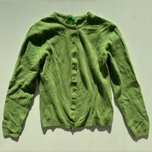 De Benetton Made in Italy Cotton Crew Neck Button Up Cardigan